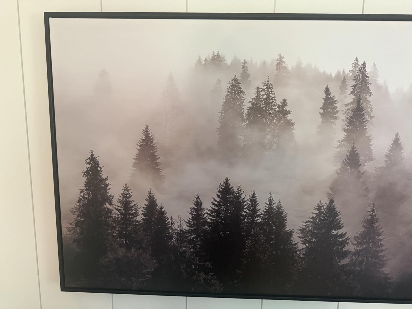 ARTISTIC PATH Foggy Forest Scenery Wooden Framed Wall Art, 40x20 Inch customer photo 1