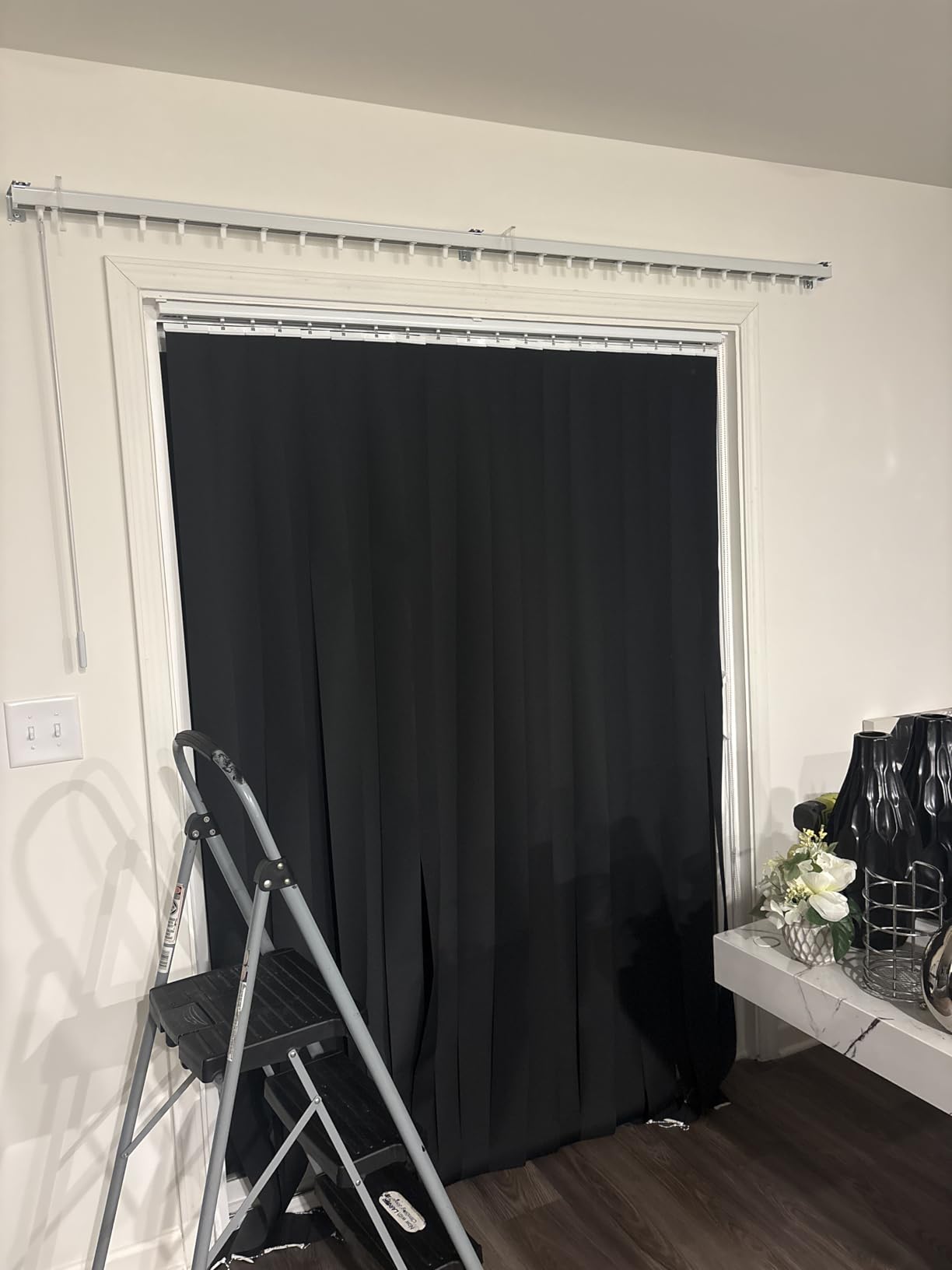 Cordless Vertical Window Blinds, White Blackout Fabric, Energy Saving UV Protection Noice Reduce for Sliding Glass Doors, Patio Doors customer photo 2