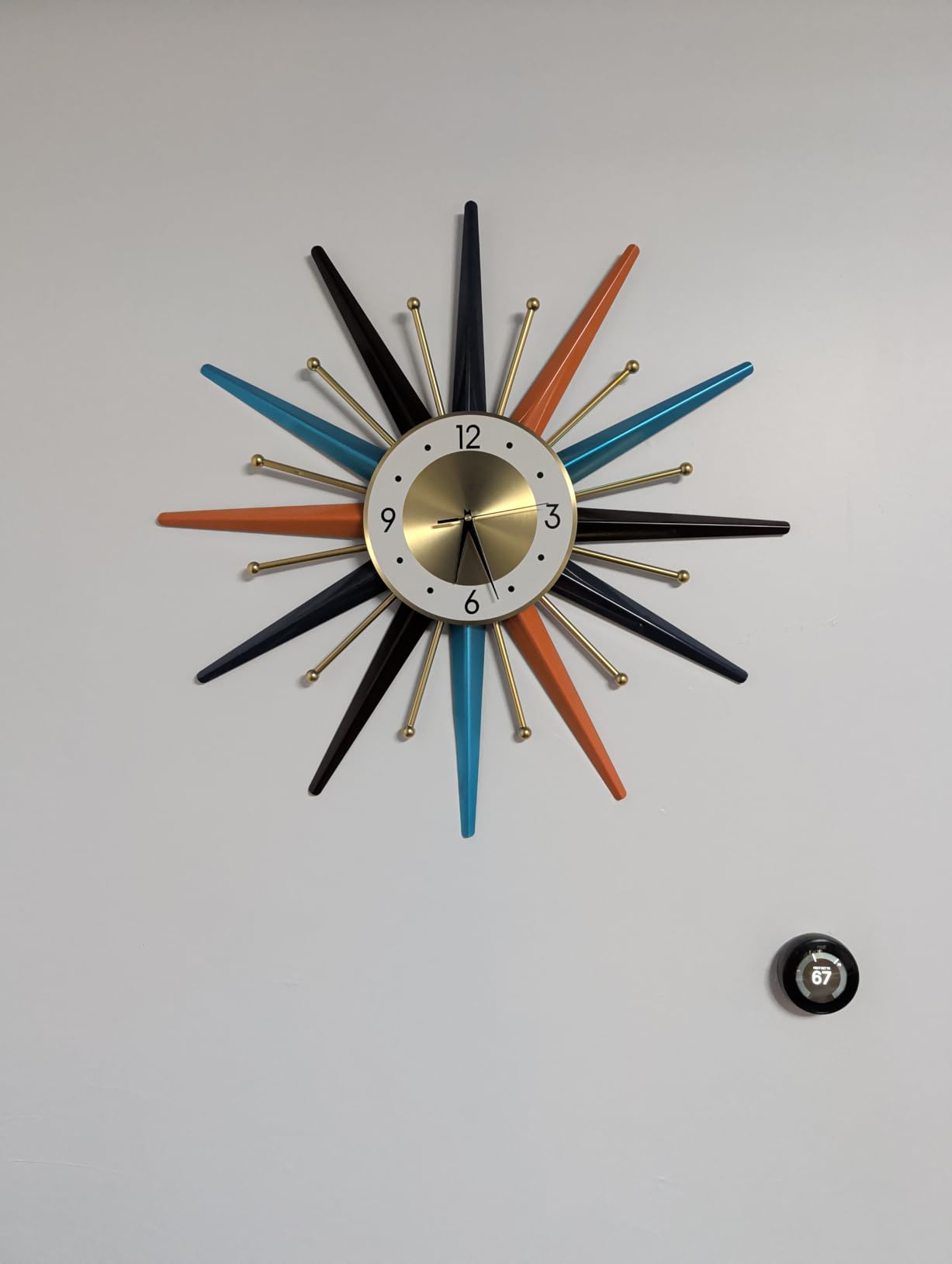 Large Wall Clock 22 Inch Modern Wall Clock Starburst Mid-Century Modern Decor Non-Ticking Battery Operated Colorful Clock Home Decorations for Living Room Bedroom Kitchen Office customer photo 2