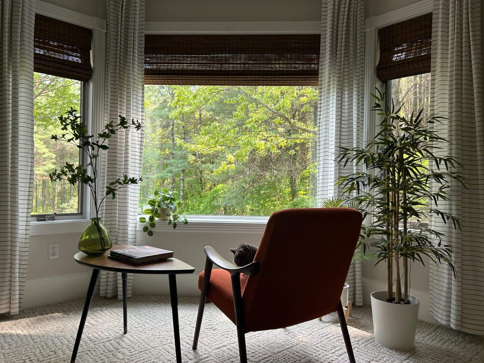 MOOD Custom Bamboo Shades | Rustic | Cordless Bamboo Roman Shades for Windows and Doors (Natural Woven) | Rustic Walnut (Great Privacy) | Custom Size customer photo 2