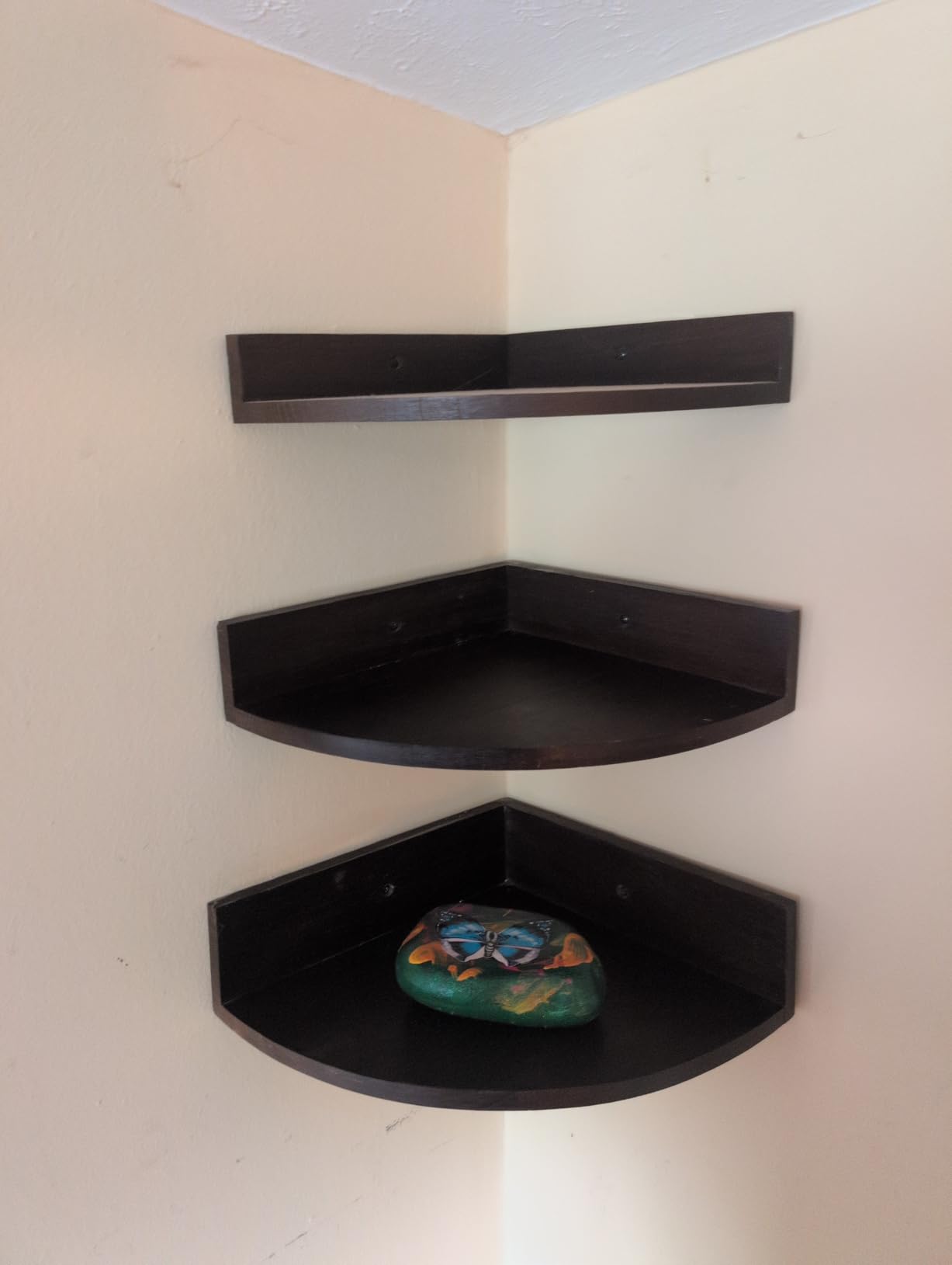 Alsonerbay Wood Corner Shelves Wall Mount 3-Pack, Dark Brown customer photo 1