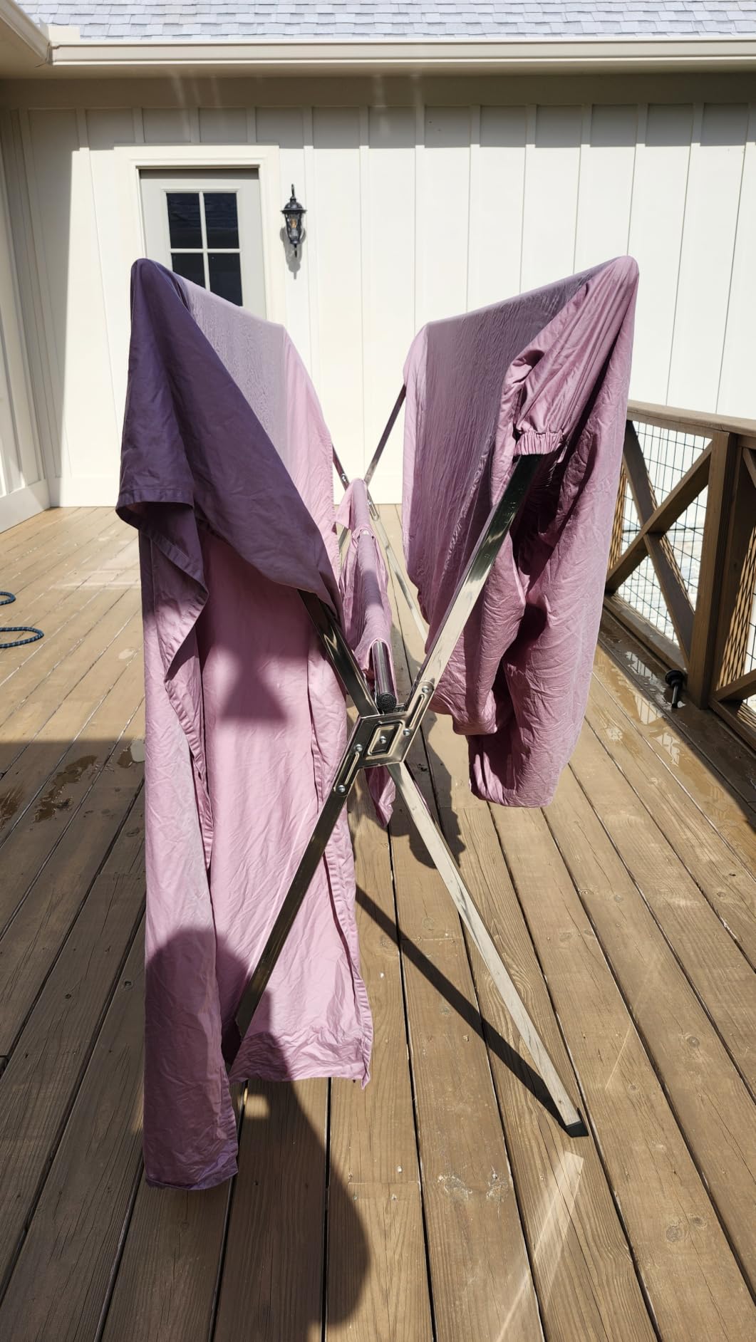 URYAN 79 Inches Stainless Steel Clothes Drying Rack, Heavy Duty Laundry Drying Rack Folding Indoor Outdoor, Portable Drying Rack Clothing, Free-Standing Laundry Stand with 20 Windproof Hooks customer photo 1