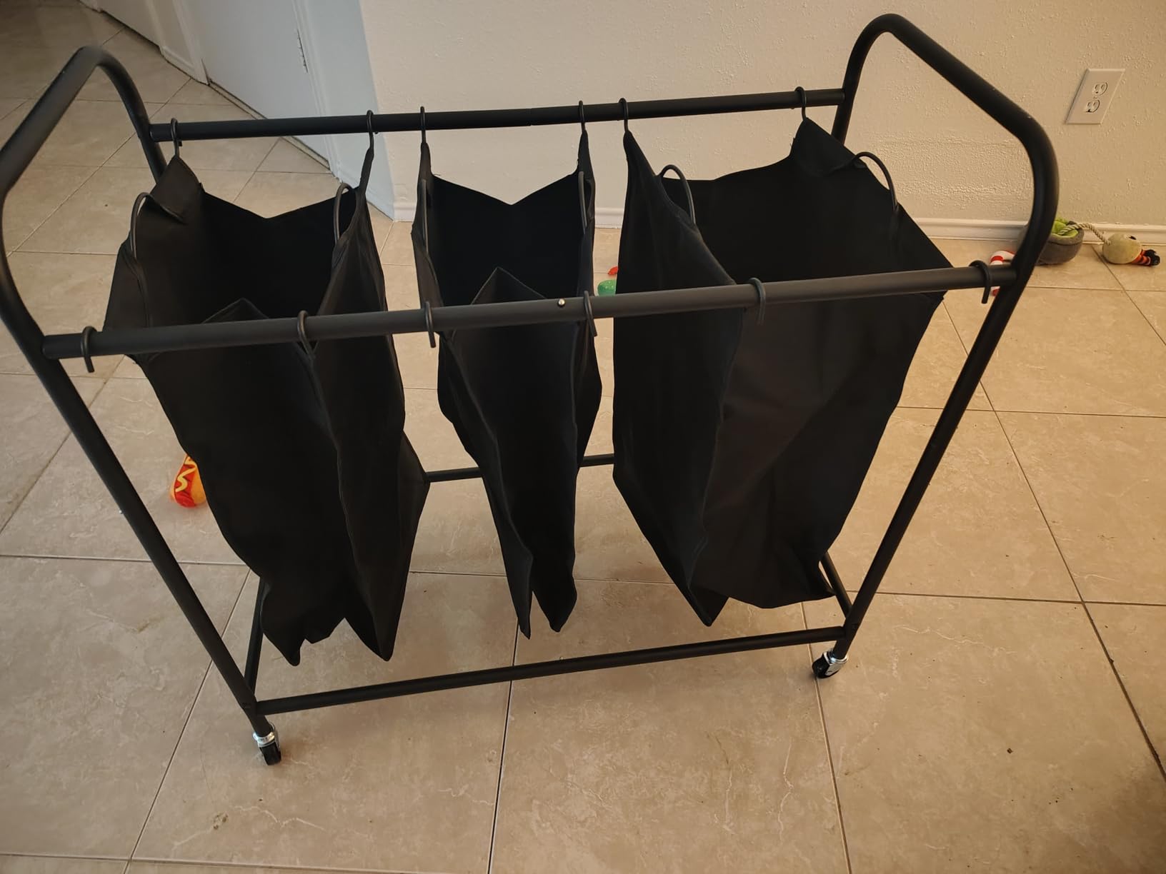 LINZINAR 3 Section Laundry Hamper, Black Laundry Basket 135L Laundry Sorter customer photo 1