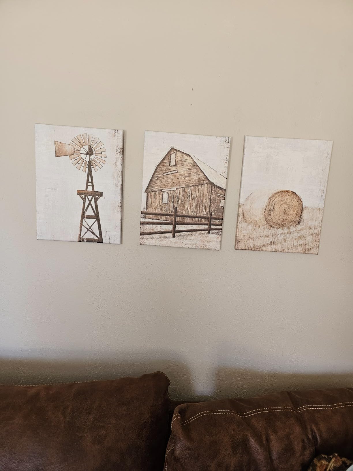 HOMEOART Farmhouse Wall Art Rustic Barn Windmill Cornfield Pictures Countryside Rural Landscape Painting Canvas Artwork Stretched and Framed Ready to Hang Home Decor 12