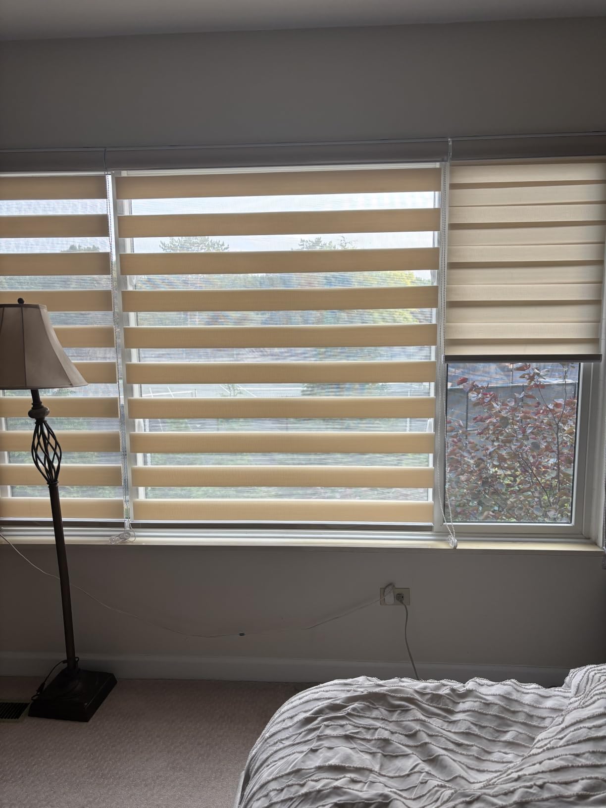 Zebra Roller Shades, Dual Layer Roll Up Blind for Living Room, Semi Sheer Shades Window Privacy Light Control for Day and Night, (Maximum Height 72inch, White Color, Width 23 inch) customer photo 1