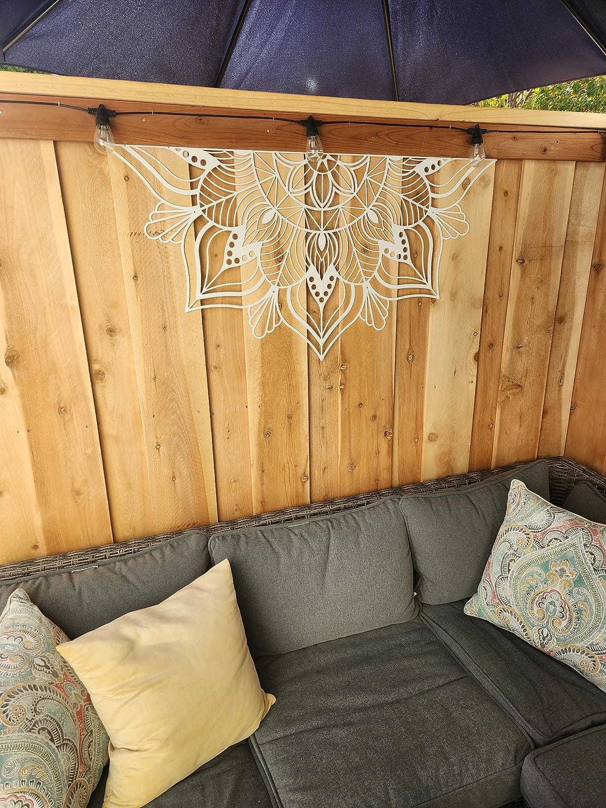 ESTART Large Metal Mandala Wall Art, Unique Lotus Flower Wall Decor customer photo 1