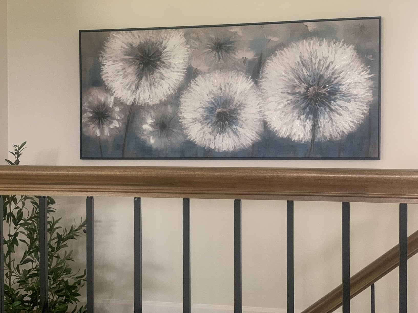 Dandelion Wall Art Blue Large Picture for Living Room Canvas Art Wall Decor Above Bed White Flower Artwork for Walls Wall Paintings Modern Art Aall Decor Framed Wall Art for Bedroom 29×58IN customer photo 1