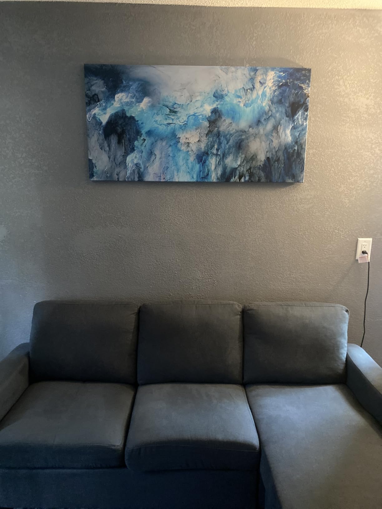 Large Blue Wall Art Framed, White Blue Flower Canvas Wall Decor for Living Room Bedroom, Modern Botanical Floral Painting Picture Artwork, 29x58 Inch Big Size Ready to Hang customer photo 1
