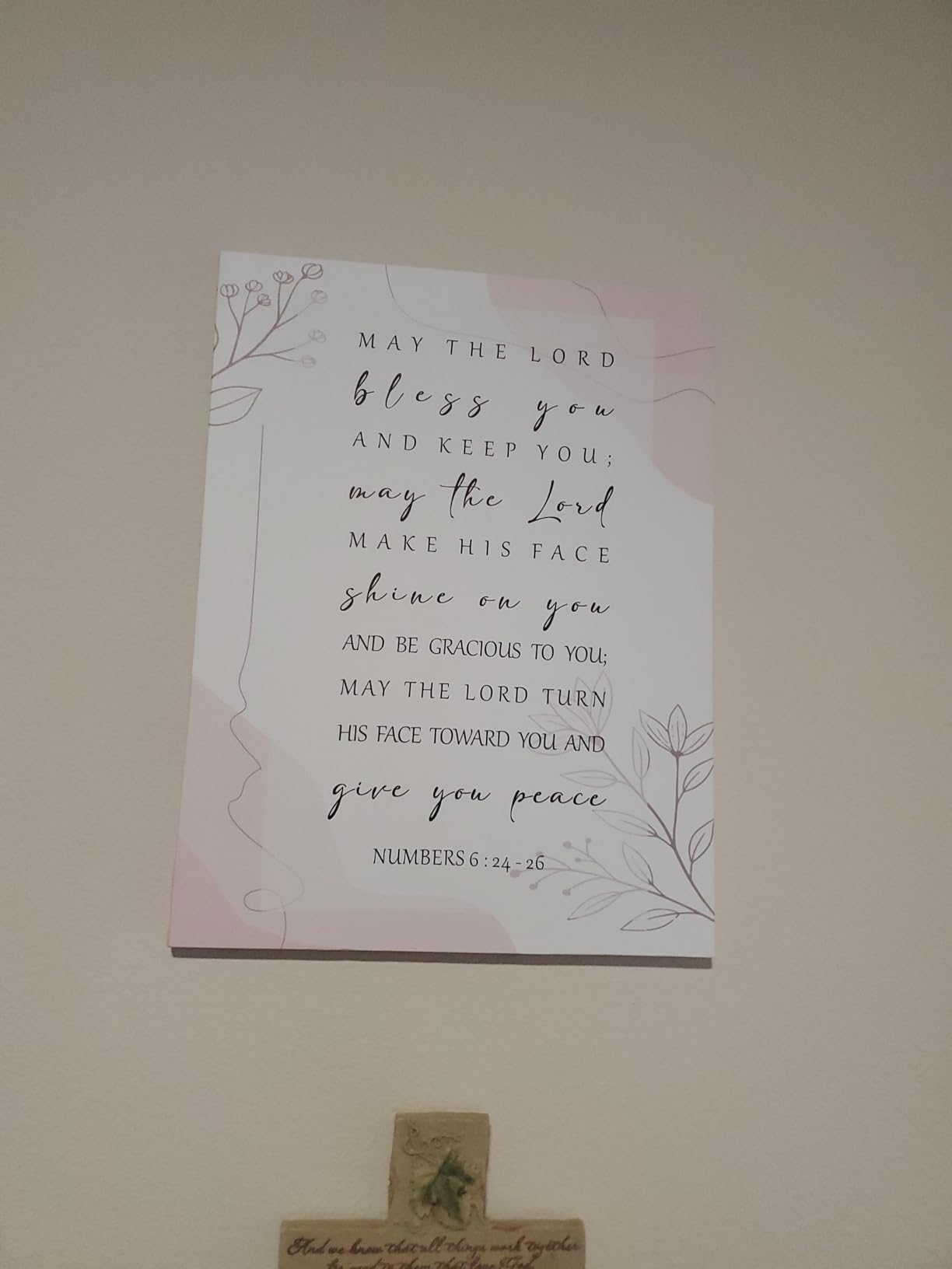Bible Verse Canvas Print Decor Be Strong and Courageous Wall Painting Watercolor Home Office Posters Artwork Decoration 12”X15” (Framed) customer photo 1