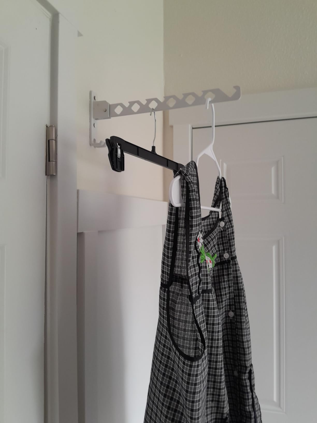 JOOM Wall Mounted Clothes Drying Rack, 13-Inch Foldable Arm, White 1 Pack | with 6 Hanger Slots, Space-Saving Aluminum Laundry Hanger That Folds Flat for Laundry Room, Closet, Bathroom, Dorm or RV customer photo 2