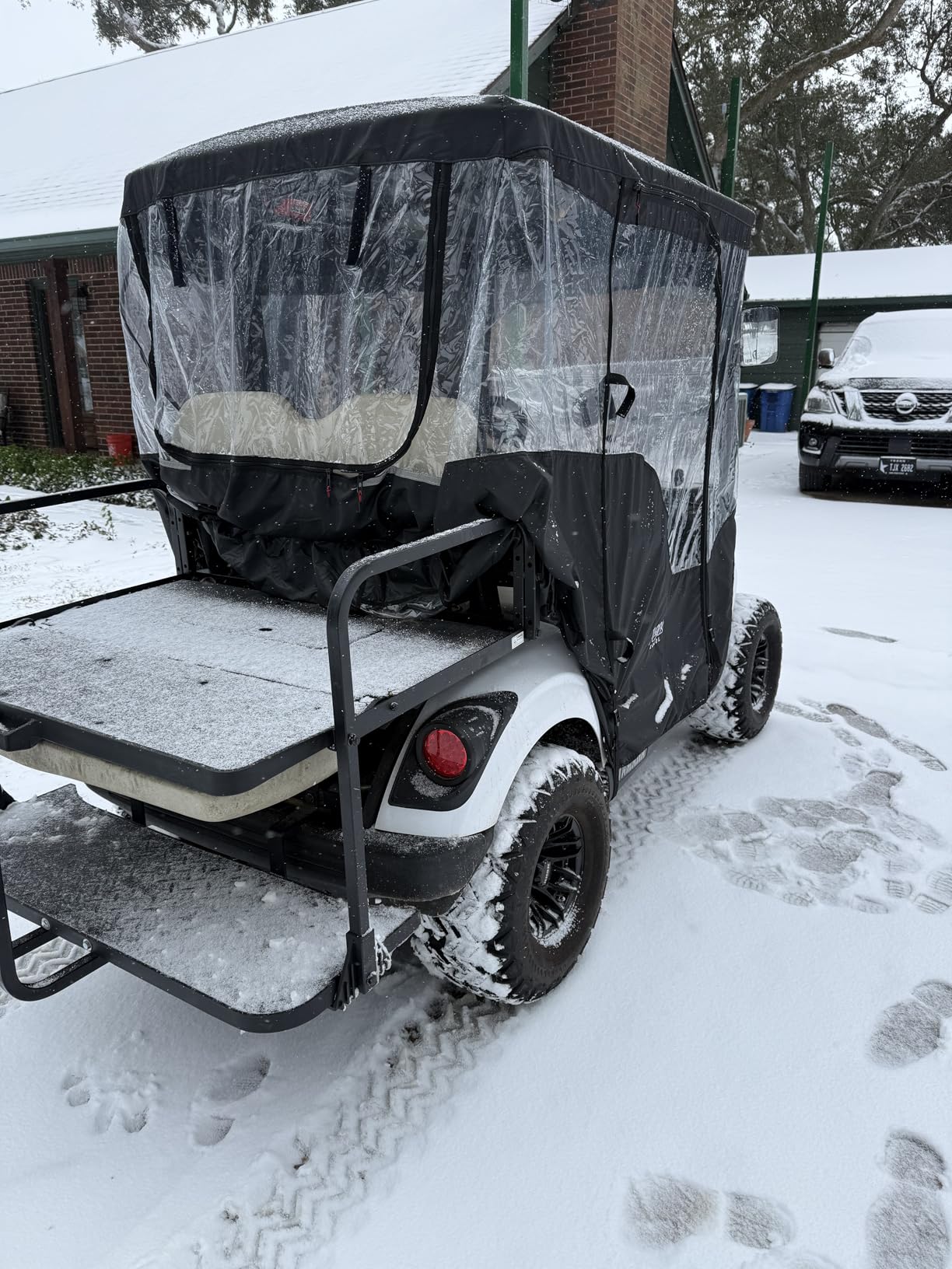 10L0L 2 Passenger Golf Cart Enclosure for Yamaha G14 G16 G22 G29 Drive 2 | Waterproof 600D Rain Cover, Side Mirror Opening, Transparent Tail Light Panel, Foldable Door, Windshield, 4-Sided Clear Windows customer photo 1