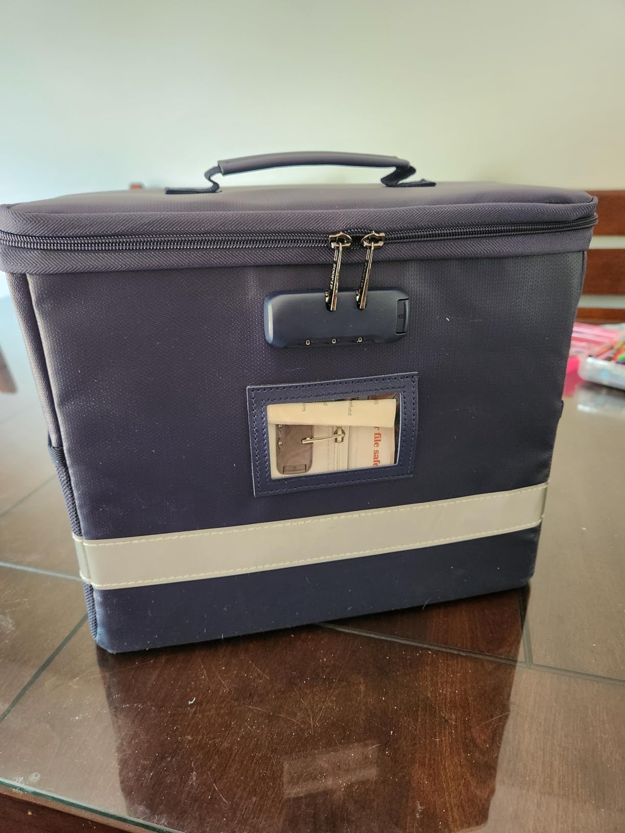 Fireproof File Box with Lock, Collapsible Document Organizer, Black customer photo 1