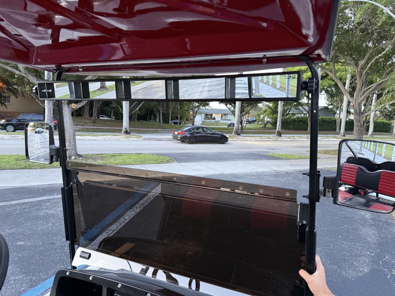 10L0L Golf Cart Mirror, No Drilling Extra Large Side View Mirror Universal for Yamaha, Club Car, EZGO, Folding Side Rear View Mirrors Adjustable 180 Degree | No-Drill Folding Rear View Mirrors,180 Degree Adjustable, 7.1 x 5.5 Inch, Black, 0.75