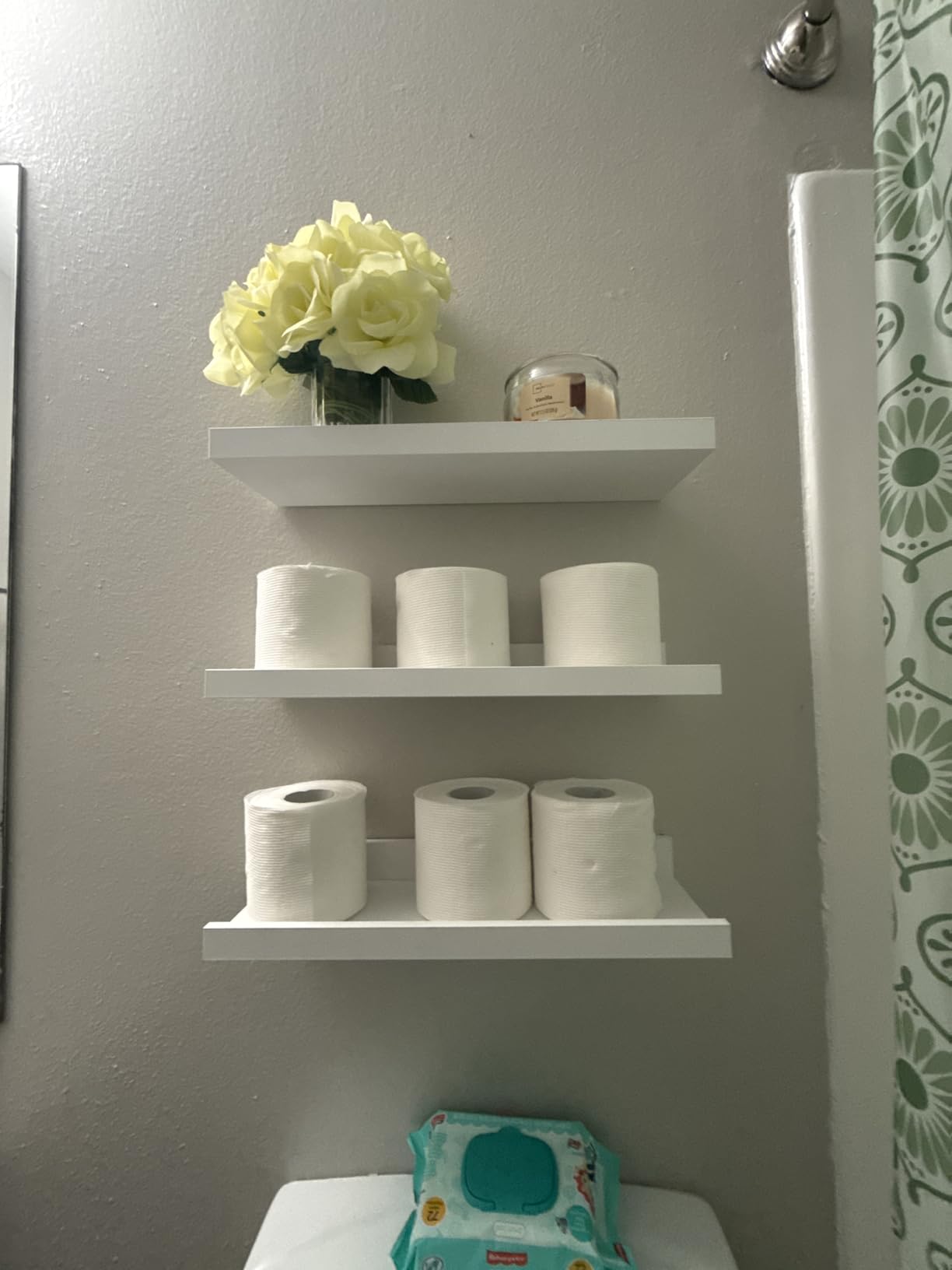 RICHER HOUSE 5-Set Floating Shelves with Lip, Black Wall Mounted Wood Shelf customer photo 2