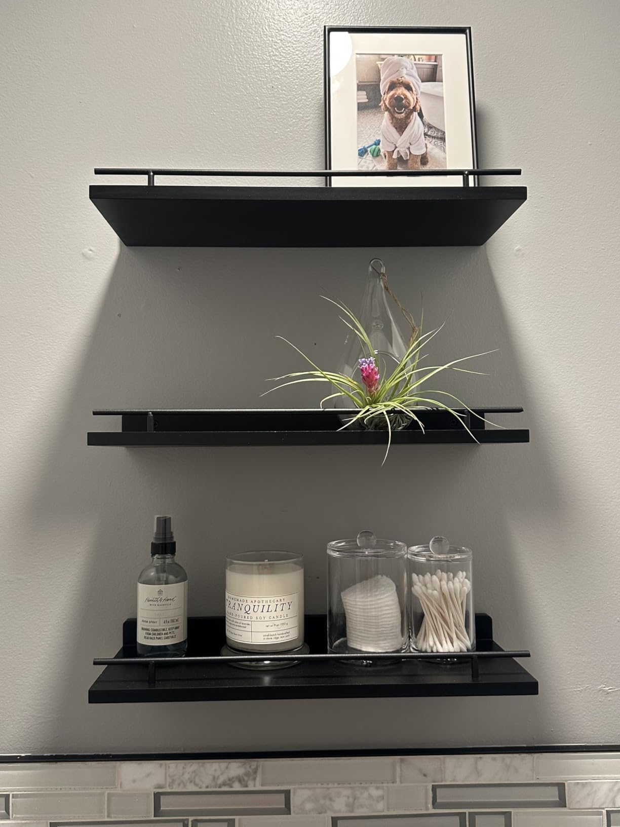 WOPITUES Floating Shelves for Wall Decor Set of 3, White and Gold customer photo 2