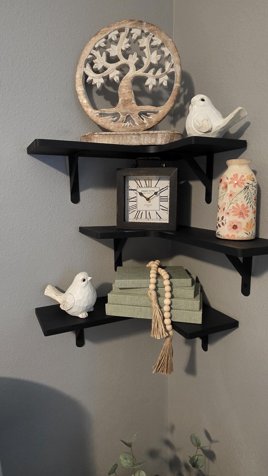 Fixwal Conner Shelves Wall Mounted for Decor, Black Set of 5 customer photo 1