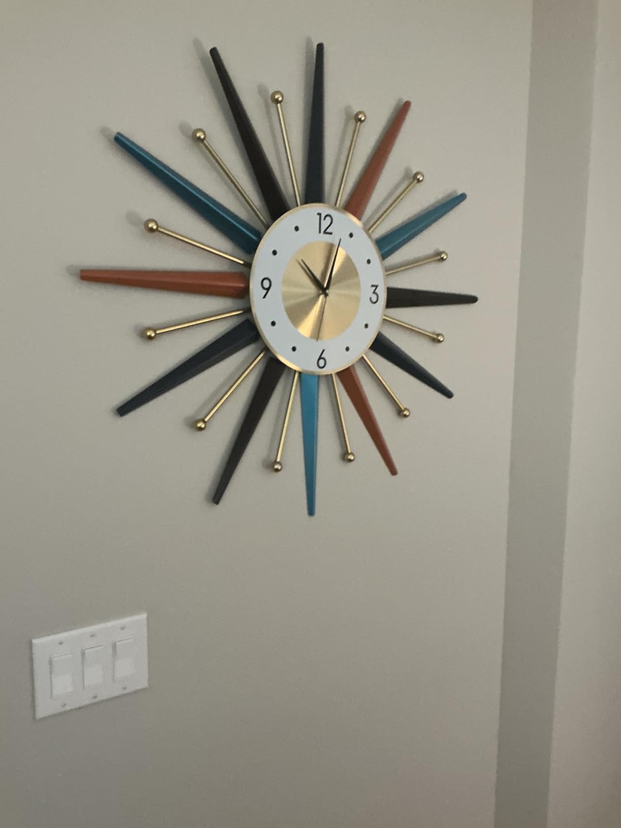 FIELDY Large Wall Clock 31 Inch Mid Century Wall Clocks Starburst Clock Non Ticking Battery Operated 3D Wall Clocks Home Décor for Living Room, Kitchen, Dining Room, Bedroom customer photo 2
