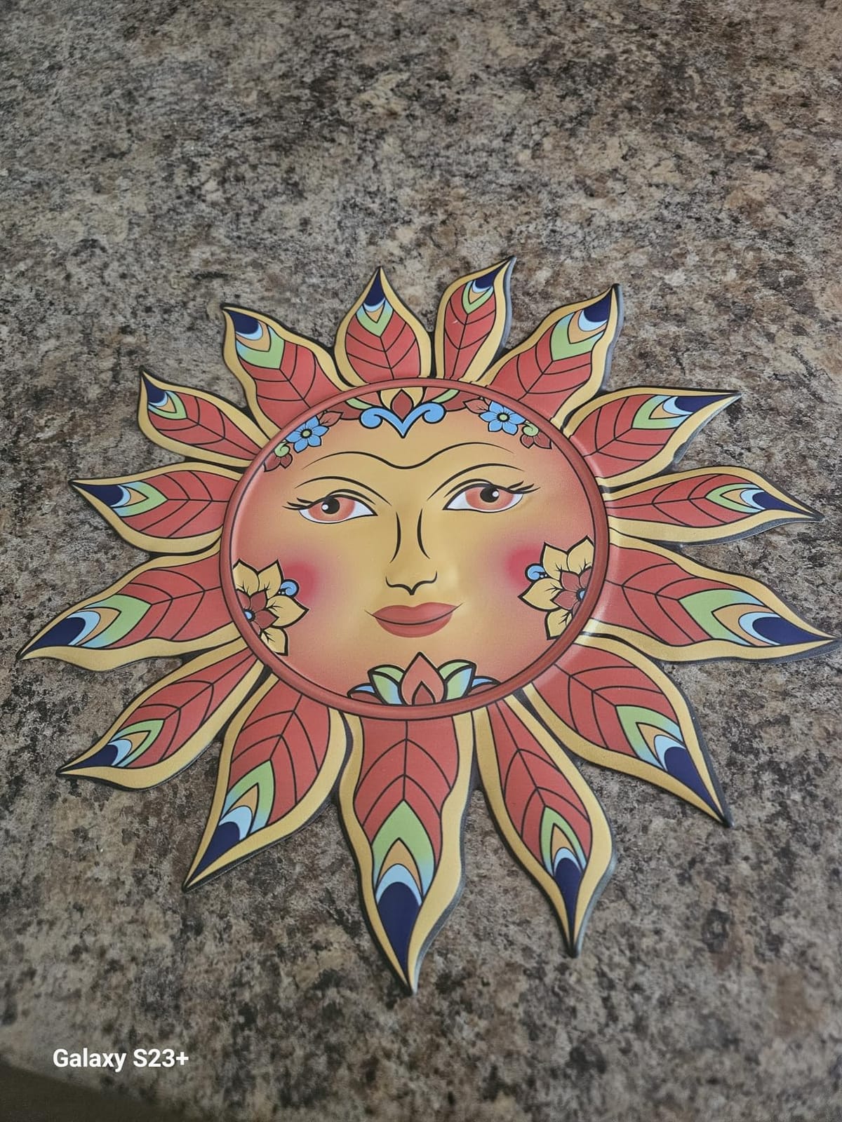 Metal Sun Flower Wall Decor,12.87 inches Sun Wall Art Hanging Decoration for Indoor and Outdoor, Garden Farmhouse Yard Patio Fence Living Room Bedroom Decor customer photo 2