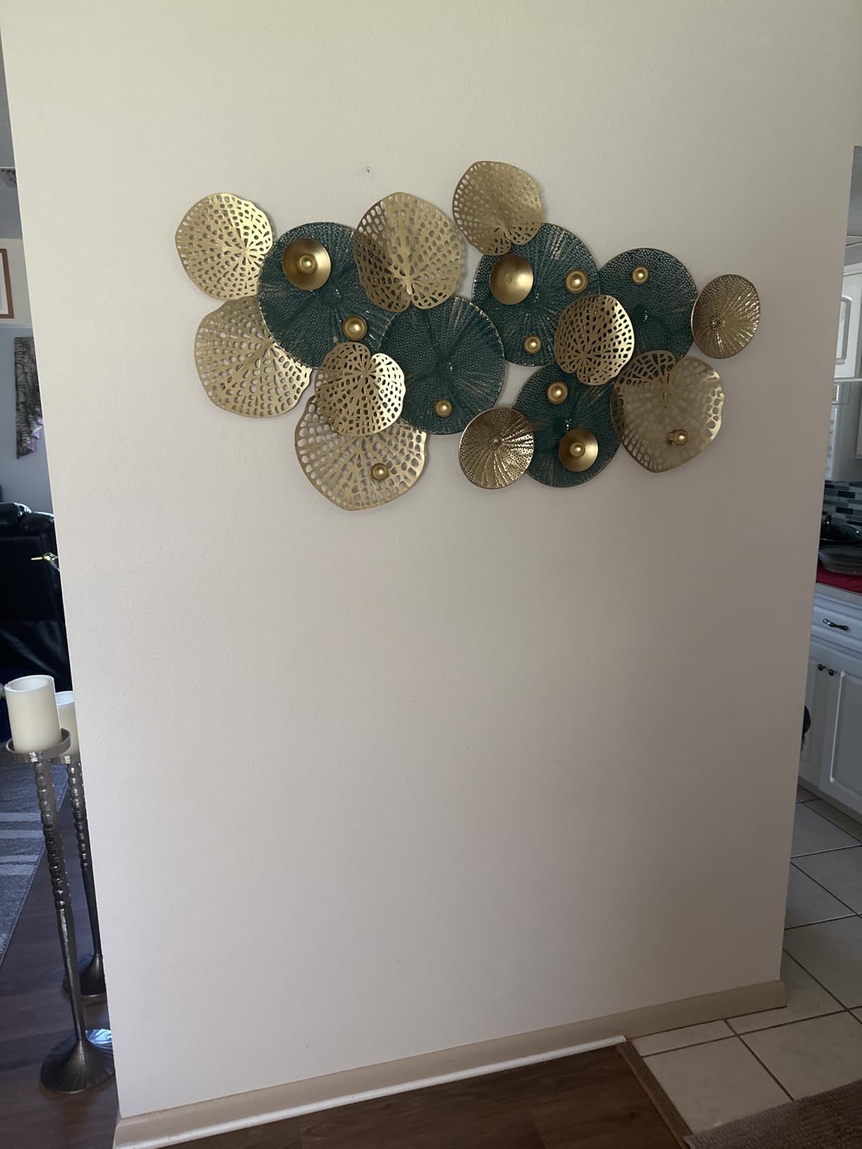 KEQAM Metal Wall Art for Living Room,Large Metal 3D Luxury Wall Wall Decor customer photo 2