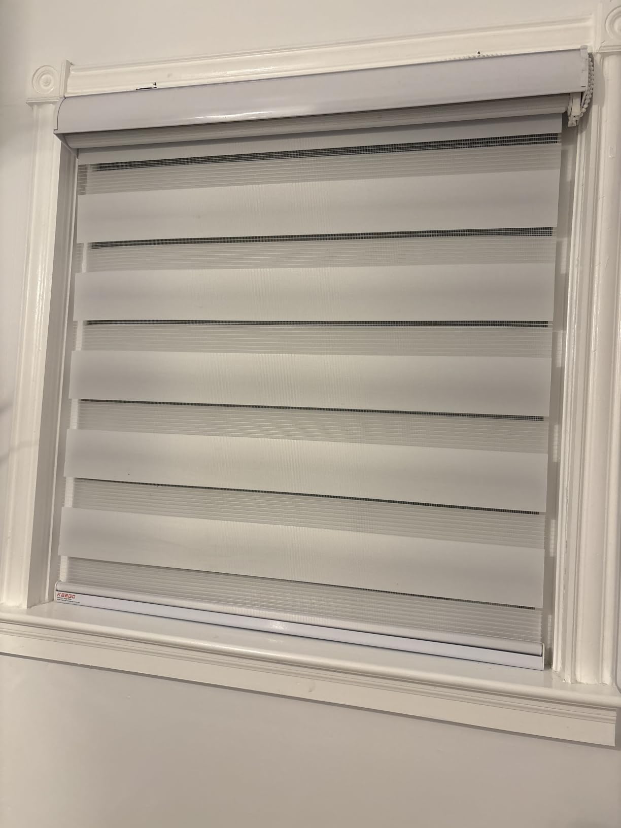 Kokorona Zebra Blinds Roller Shades Cordless Window Blinds with Valance Cover, Day and Night Sheer Shades Dual Layer Fabric for Light Control Light Filtering Privacy, Dark Grey, 30