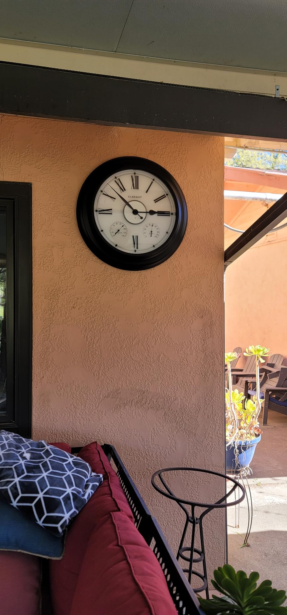 CLXEAST 24 Inch Large Illuminated Outdoor Clocks Waterproof | Built In Thermometer & Hygrometer,Roman Numeral Wall Clock, IP65 Weatherproof & Easy to Read for Patio,Pool & Garden customer photo 2