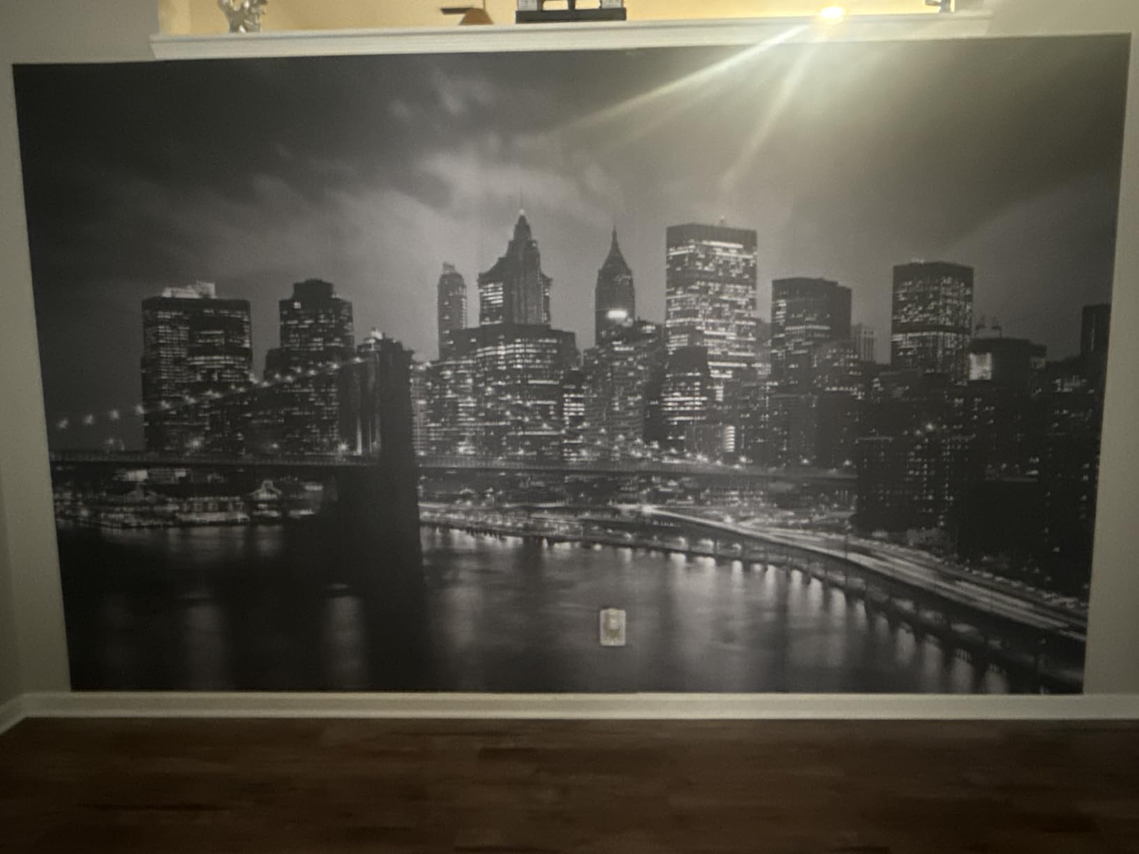 Black New York City Wallpaper Brooklyn Bridge Wall Mural for Bedroom customer photo 1