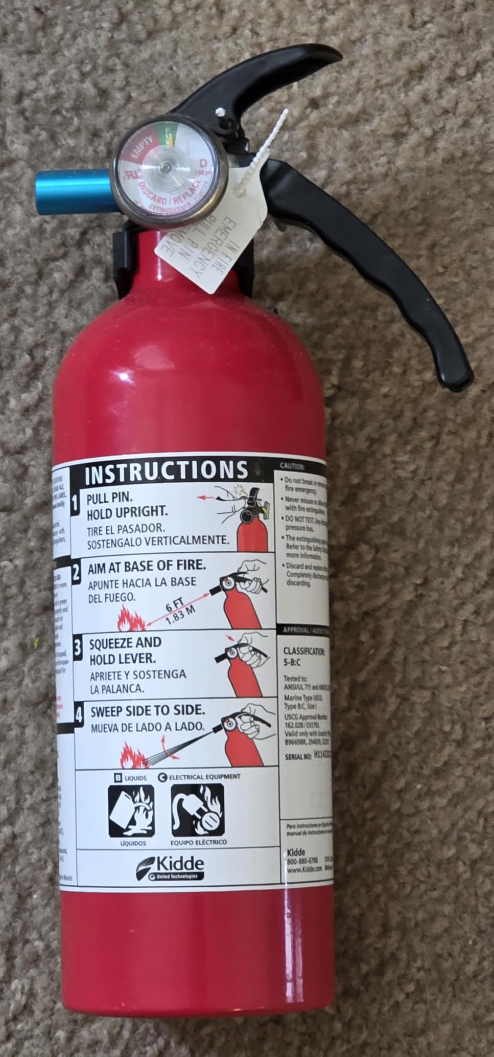 Kidde Basic 5 Fire Extinguisher for Home, 5-B:C, FA5G customer photo 1