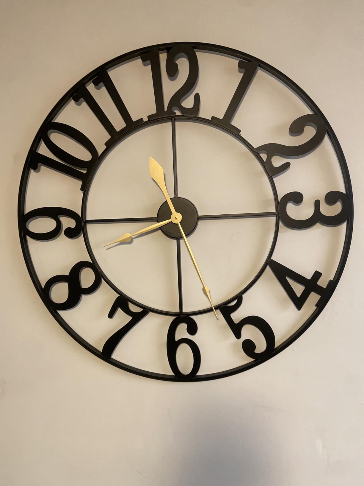 LEIKE 40 Inch Extra Large Modern Wall Clock, Oversize Rustic Round Nearly Silent Battery Operated, Black Metal Roman Numerals Wall Clocks for Living Room, Bedroom, Entrance Home Decor customer photo 2