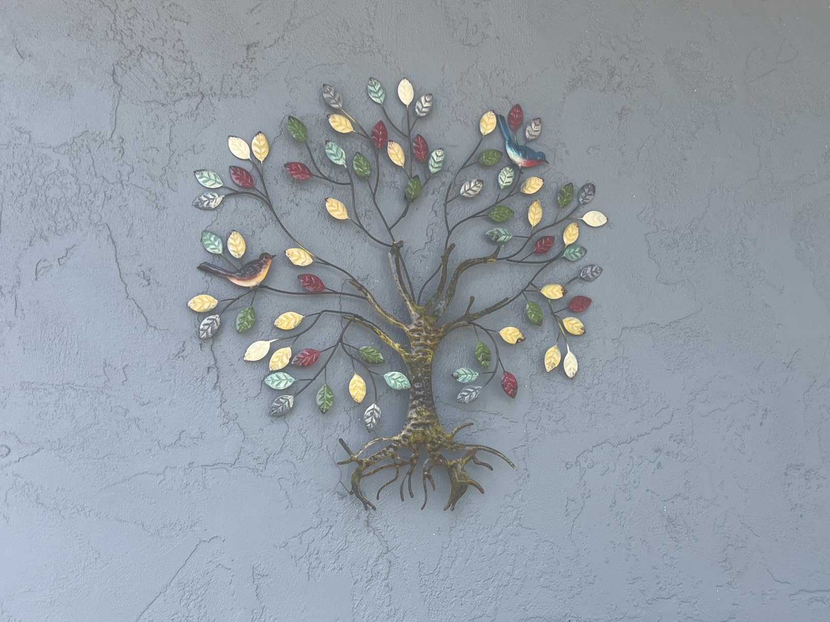 VEWOSTAR Metal Tree of Life Wall Art for Living Room Home Decor | Colorful Leaves Wall Sculpture Tree of Life Handcrafted Wall Decor Hangings for Outdoor Indoor(25.5