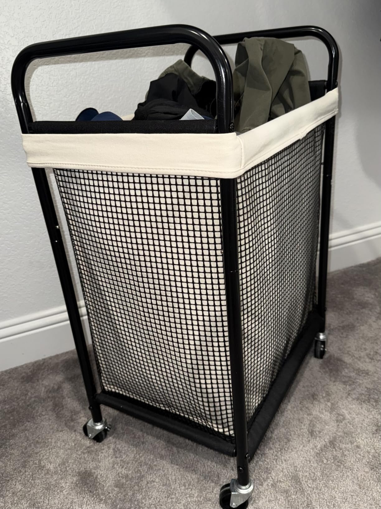 STO STO Laundry Hamper 3 Section, 120L Rolling Laundry Sorter Cart with Removable and Washable Liner Bag, Clothes Hamper with Wheels and Metal Handle for Laundry Room and Bedroom customer photo 1
