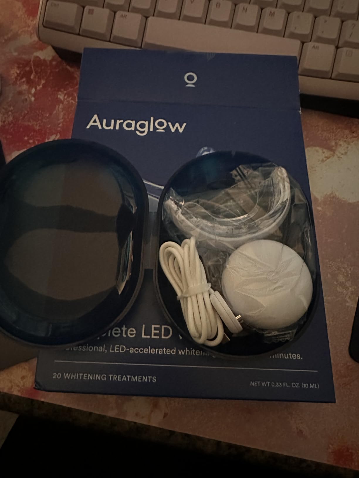 Auraglow Plug-in LED Teeth Whitening Kit - Wired Light Device - 35% Carbamide Peroxide Gel - 12 Treatments - at-Home Tooth Whitening System - Enamel-Safe at-Home Whitening for Coffee & Tea Stains customer photo 1