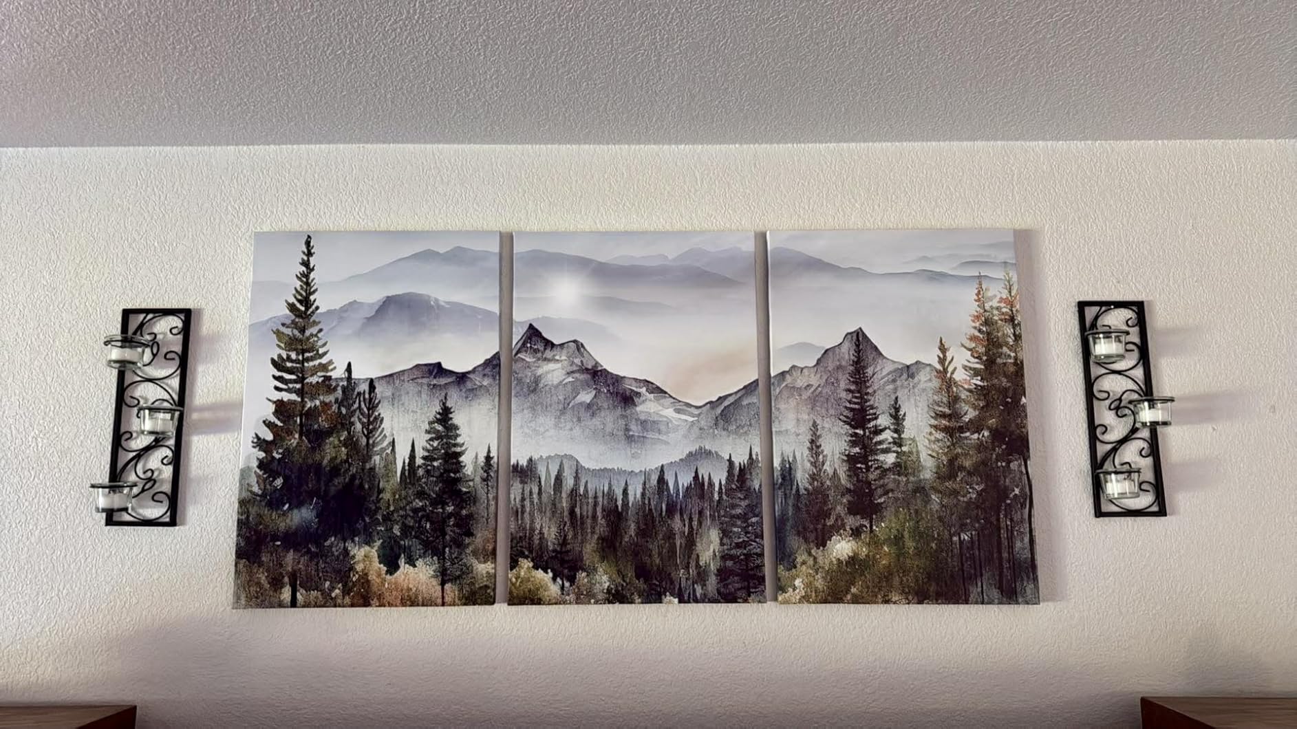 MHARTK66 3 Piece Framed Canvas Art Prints Wall Art for Living Room Modern Wall Decor for Bedroom Office Decor Abstract Mountain Forest Landscapes Ink Painting Ready to Hang Wall Pictures Home Decor customer photo 2
