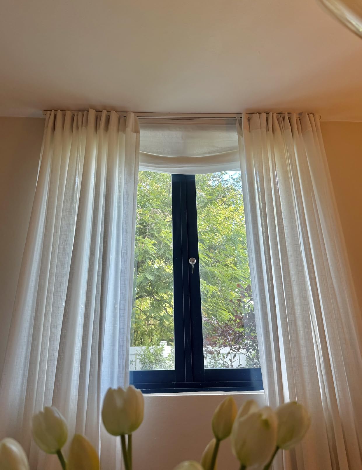 FANXINCAIWEI Roman Shades: Premium Handmade Relaxed Natual Linen for Windows - Custom Fabric Window Shade Treatment,Blackout Light Filtering for Living Room,Doors and Kitchen,Cordless Pull Down customer photo 1