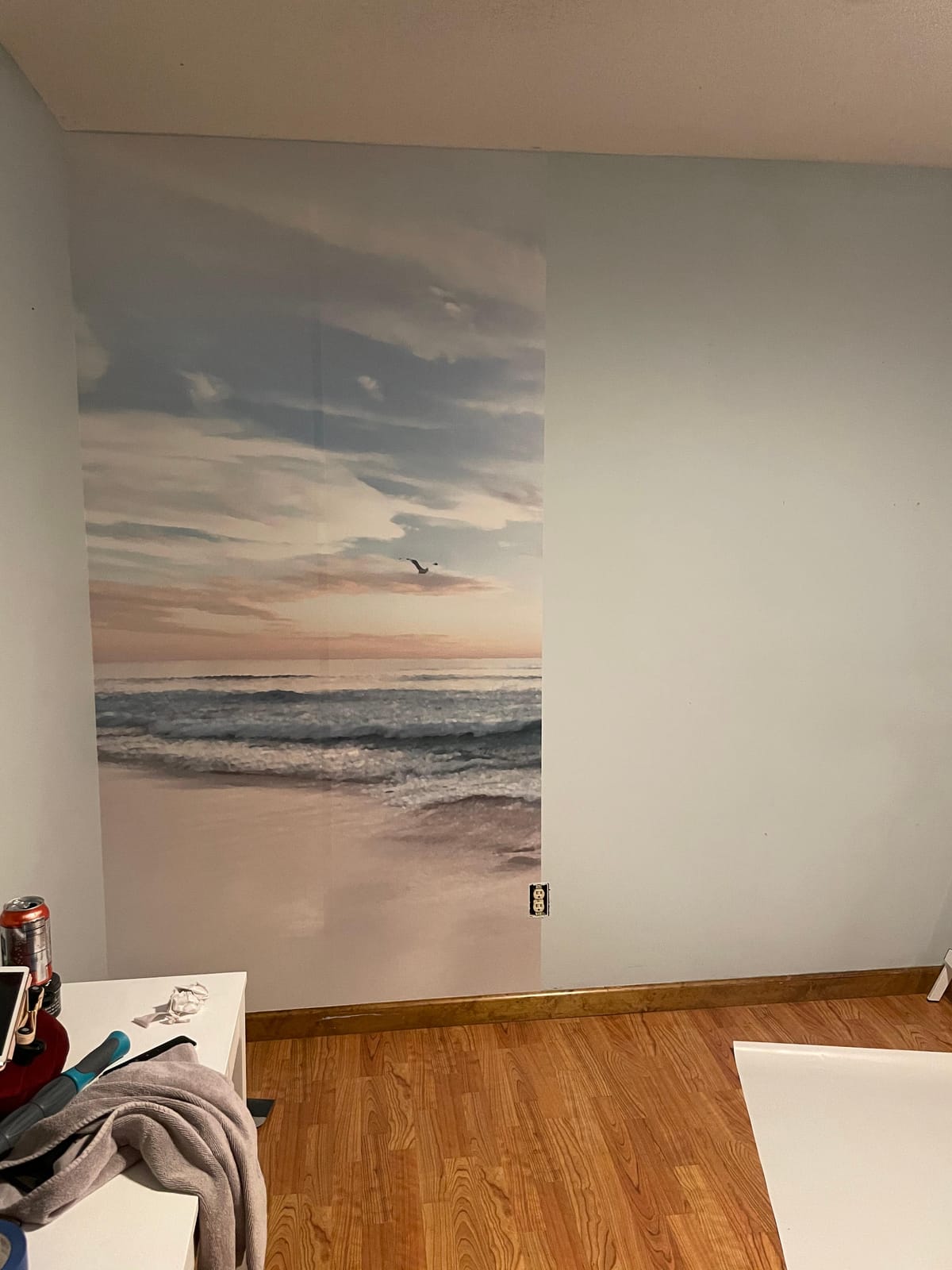 wall26 - Large Wall Mural - Seacape with Waves on The Beach and Flying Seagulls Self-Adhesive Vinyl Wallpaper Removable Modern Wall Decor - 48x72 inches customer photo 2