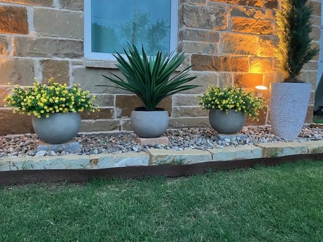 Kante Set of 3 Weathered Concrete Bowl Planters 20