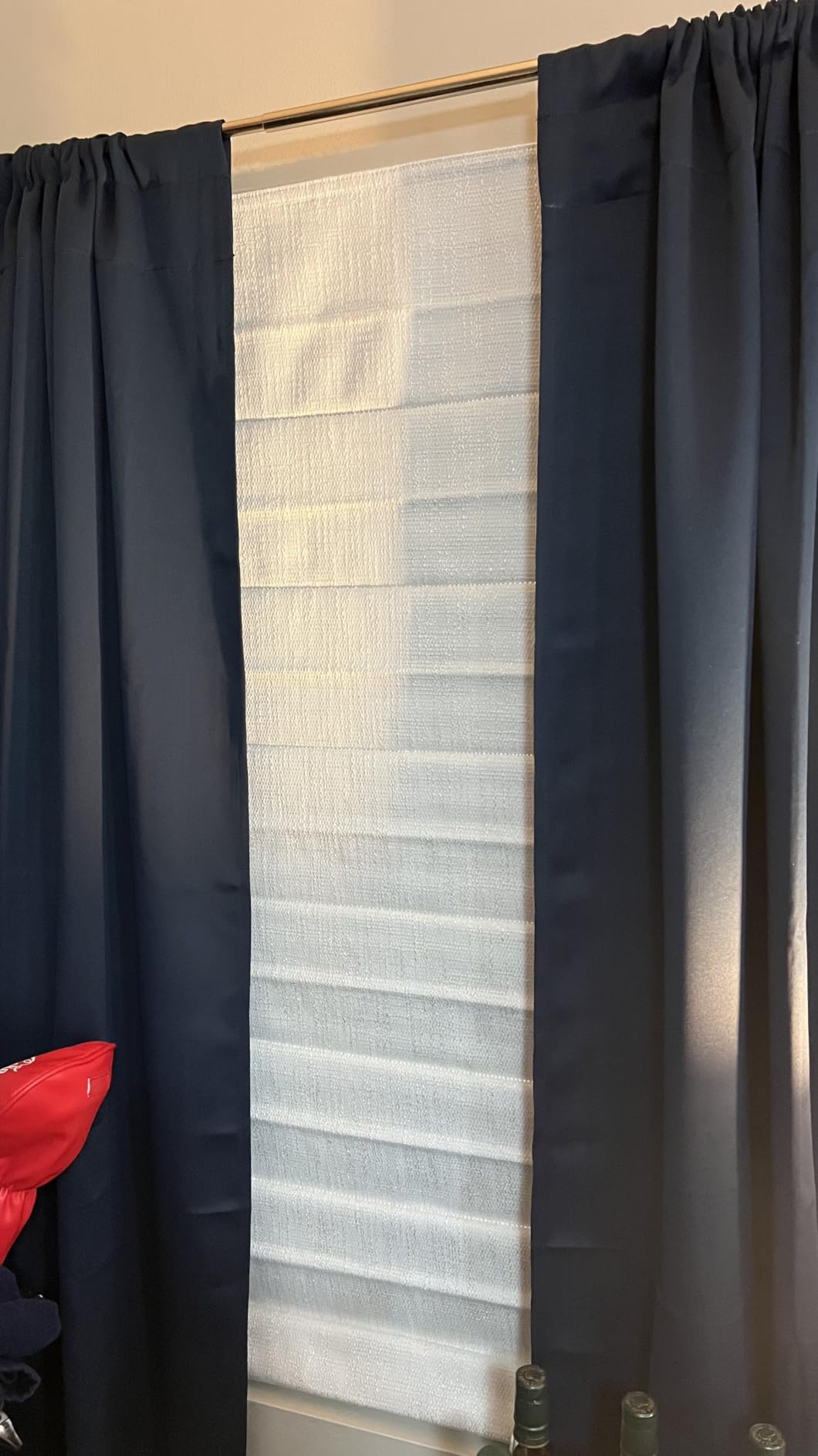 UNISHADES No Drill Cordless Roman Shades, Room Darkening, 34×64 in Beige customer photo 1