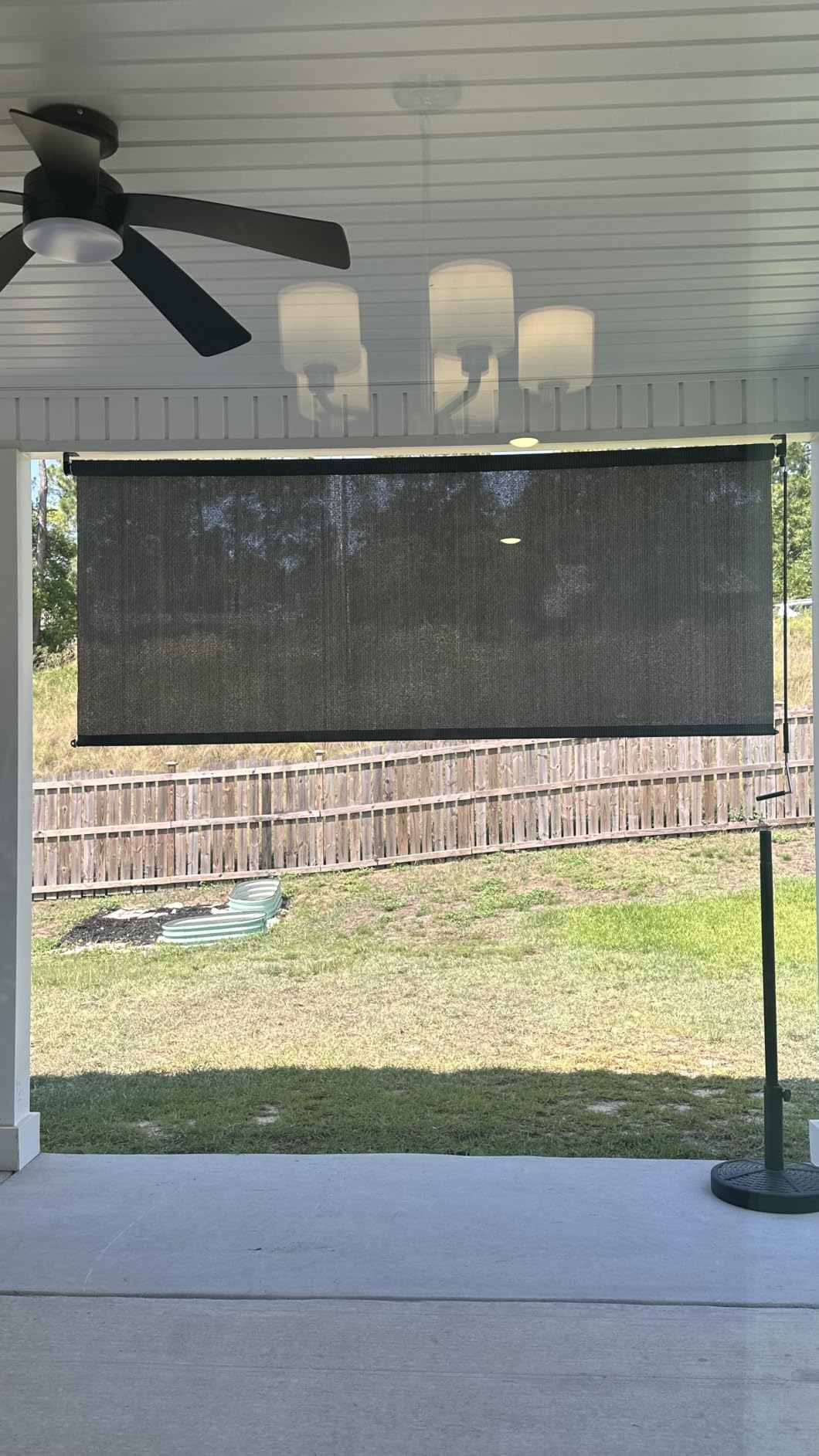 Artpuch Outdoor Roller Shade 8' W x 8' H, Gray Exterior Cordless Patio Shades Roll Up Blinds with Spliced Pole Design, (2 Poles, One-Piece Fabric) customer photo 1