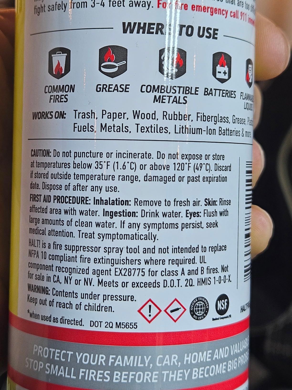 HALT! 10oz Fire Safety Spray – Non-Toxic, PFAS-Free Handheld Fire Suppressor – Easy to Use, Store & Find – Compact & Portable for Home, Kitchen, Car, BBQ, Camping & Tailgate – Made in USA (2pk) customer photo 1