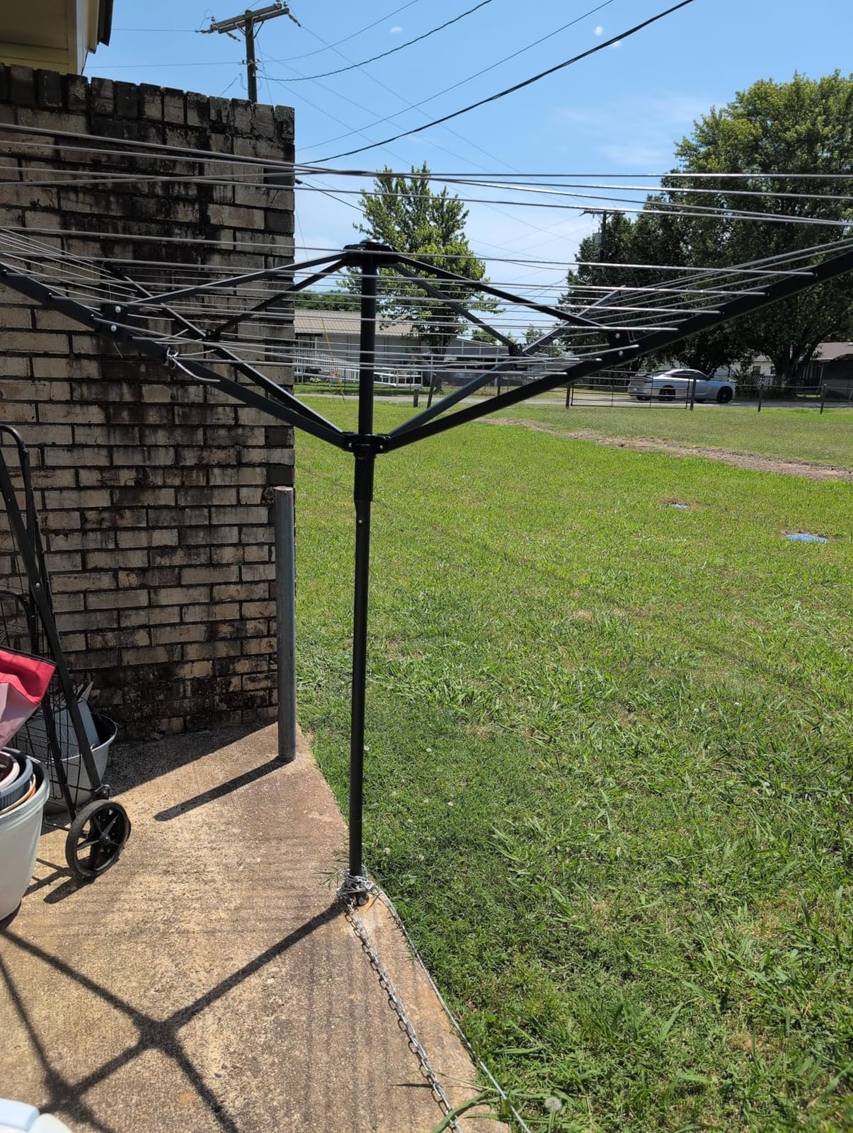 Umbrella Clothesline Outdoor, Rotary Retractable Clothes Line Outdoors Adjustable Height Drying Rack Clothing 4 Arms 12 Lines with 165 Feet Heavy Duty Outdoor Clothesline for Backyard customer photo 1