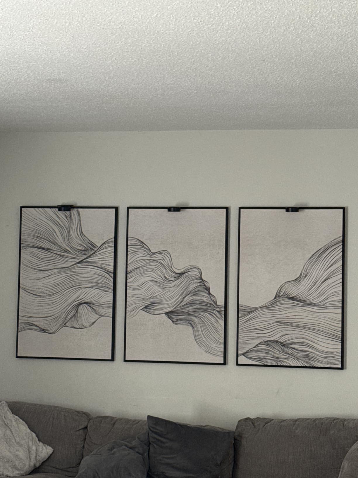 Large Framed Black and White Gray Abstract Wall Art Set, 3 Piece 24x36 Inch customer photo 2