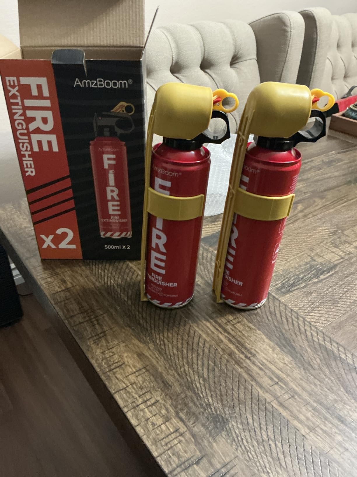 AmzBoom 2-Pack Fire Extinguisher for Home, Kitchen, Car, and Grill with Mounting Bracket– Extinguishing Spray, Compact A, B, C, K – Eco-Friendly, Prevents Reignition. customer photo 2