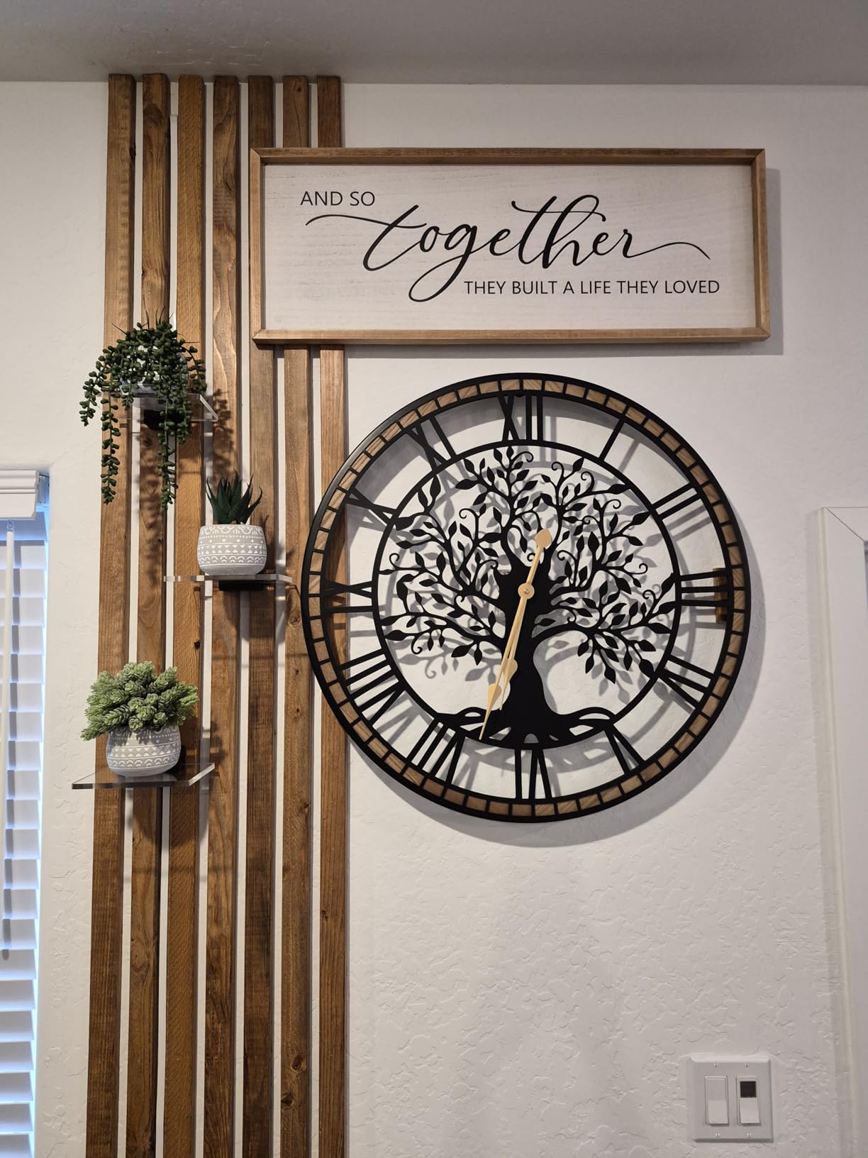 Micasso Large Wall Clock Decorative: 24 Inch Tree of Life Battery Operated | Modern Farmhouse Metal Wood Frame - Roman Numeral Clocks for Living Room/Home Office/Bedroom - Ideal for Home Renovations customer photo 1