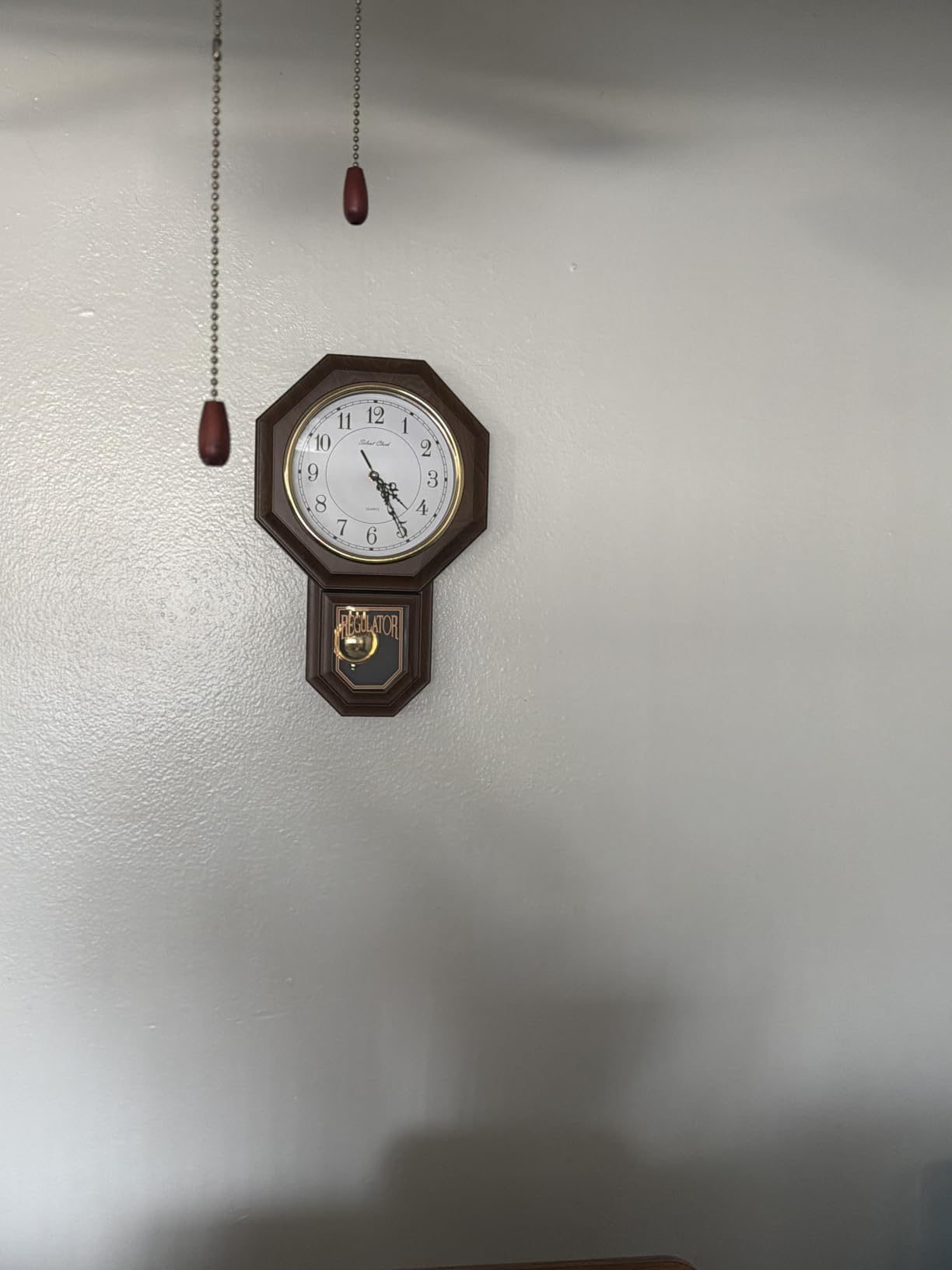 Pendulum Wall Clock,Imitation Wood Plastic Regulator Wall Clocks,Brown customer photo 1