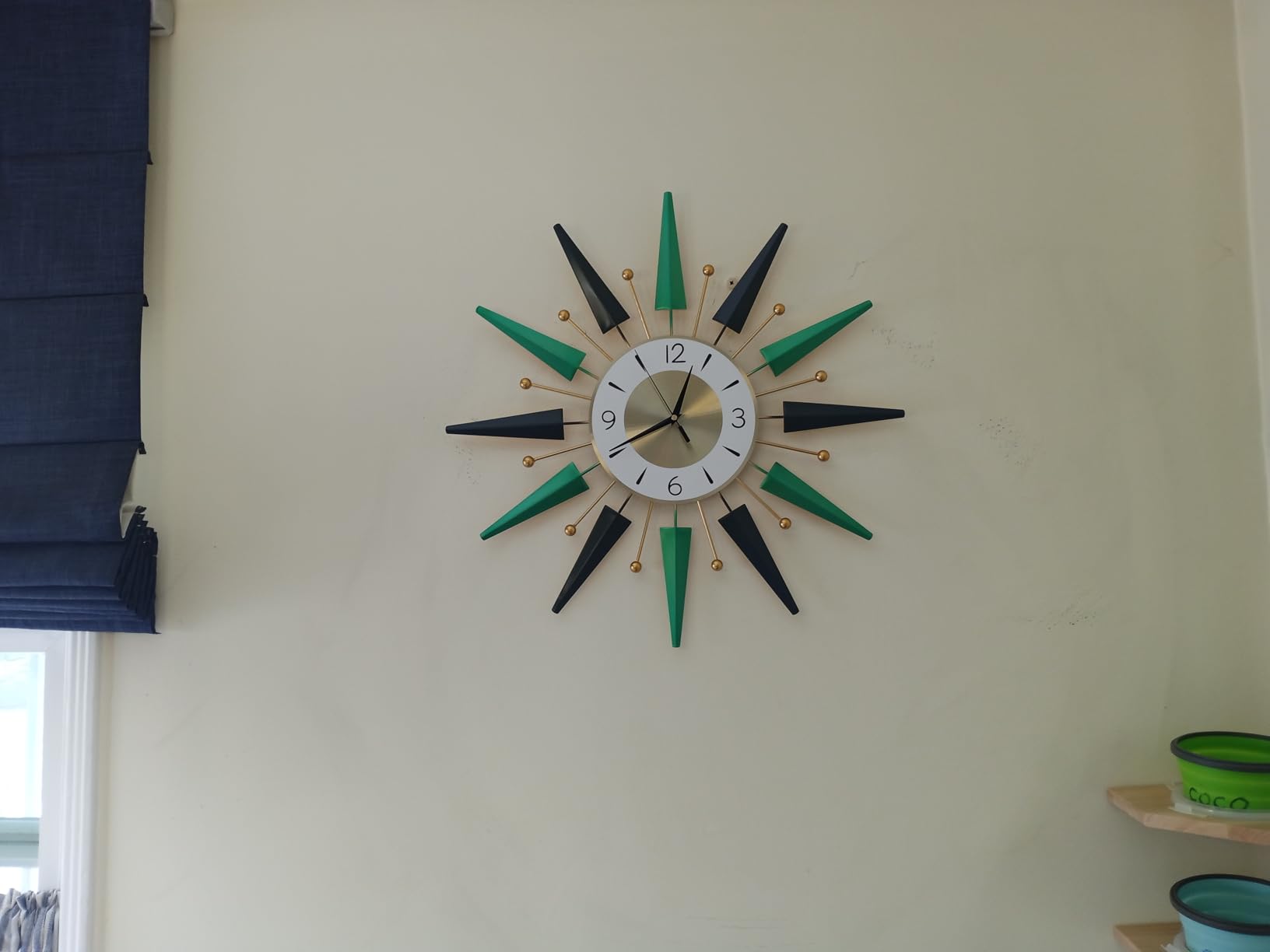 Large Modern Wall Clock for Living Room Decor,24 Inch Big Decorative Starburst Metal Wall Clock Battery Operated for Kitchen Bedroom Office,Silent Mid-Century Colorful Clock for Home Decor customer photo 2