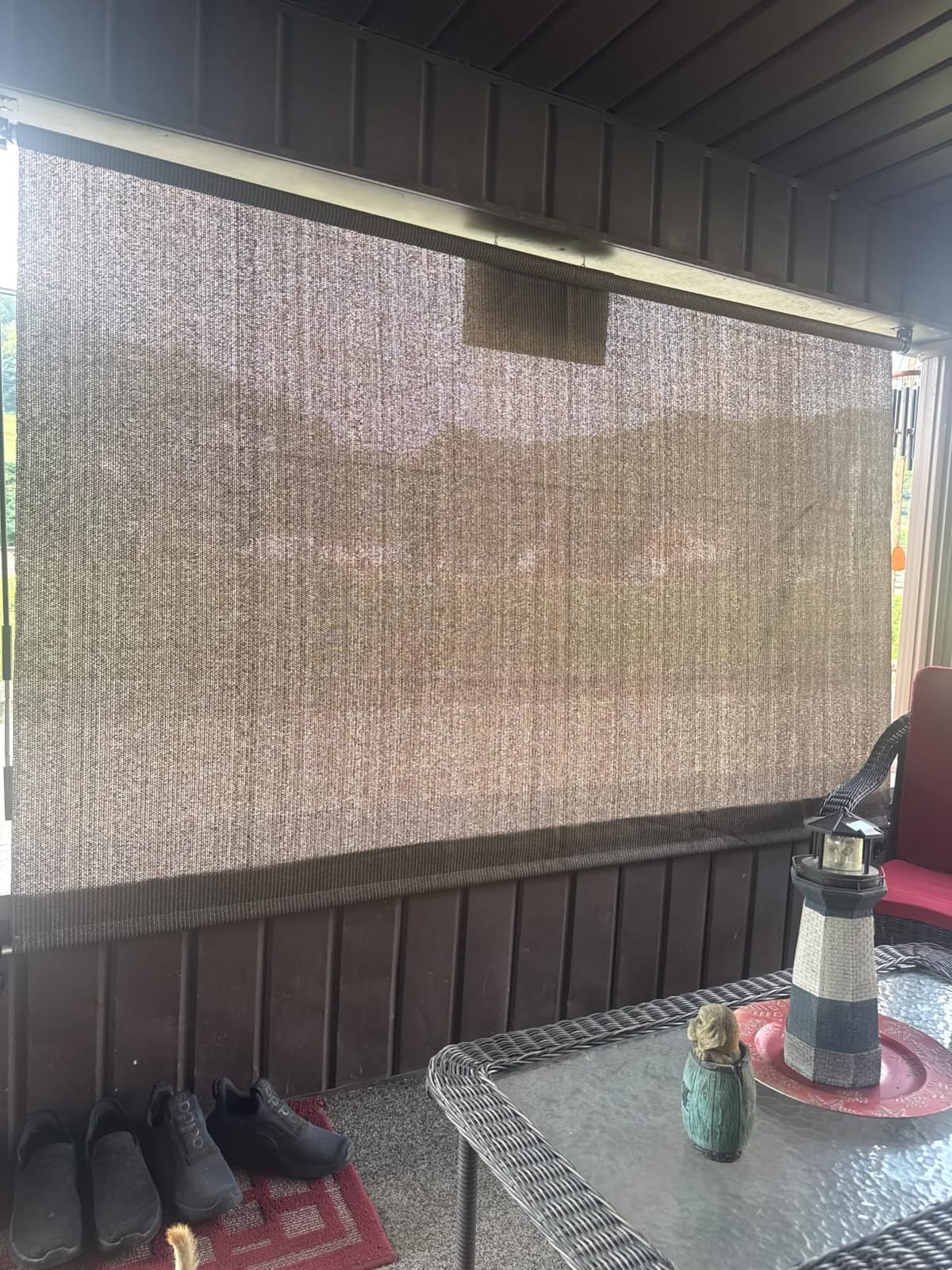 AOSKY Outdoor Roller Shades, Cordless Patio Shades Roll Up Outdoor Blinds customer photo 1