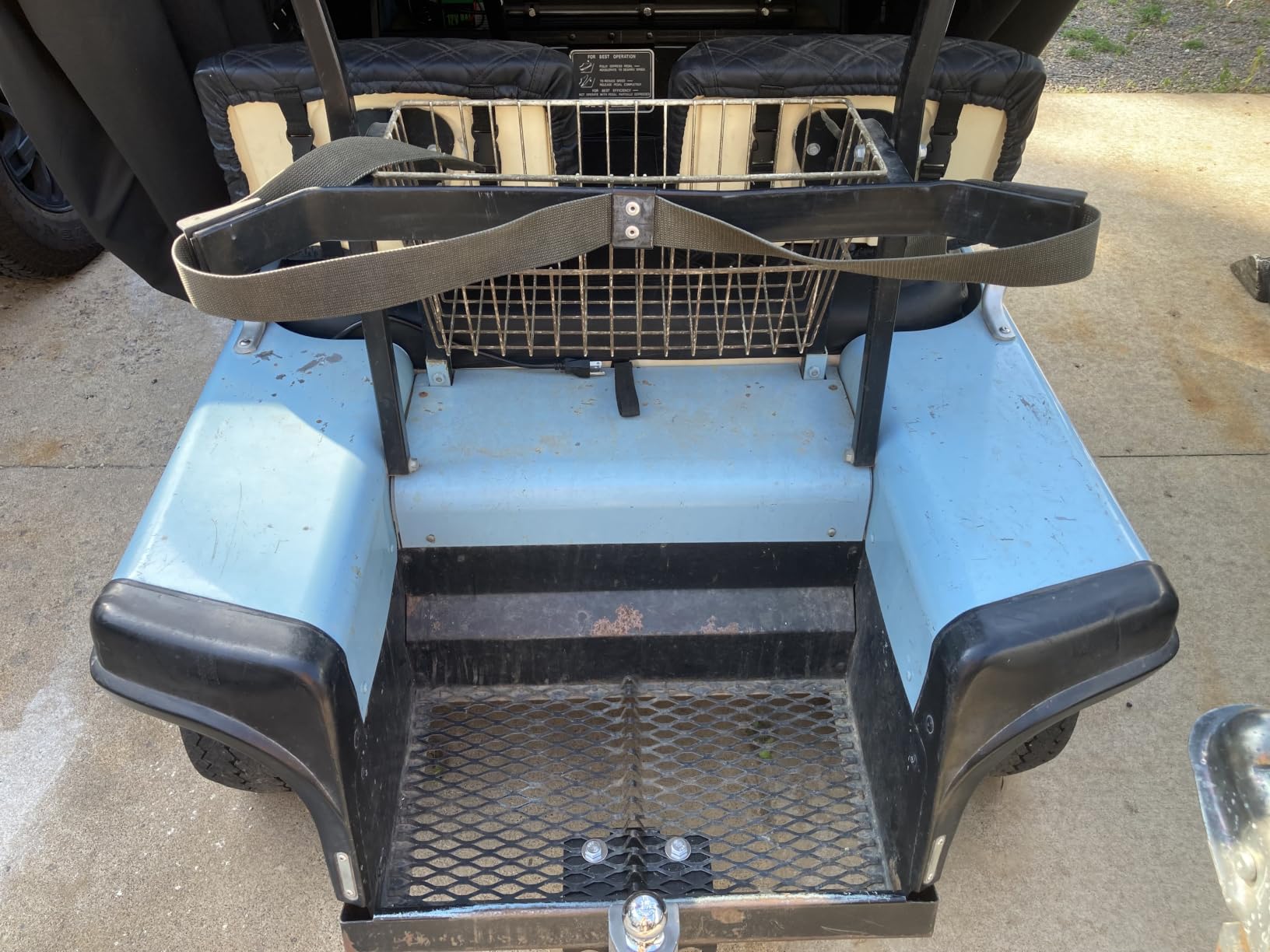 EZGO RXV Golf Cart Flip Folding Rear Seat Kit, Stone Beige Cushions, Black Powder-Coated Frame, Plastic Footrest, Cooler Box Cutout, Fit for both Pre-2015 and 2016+ Models customer photo 1
