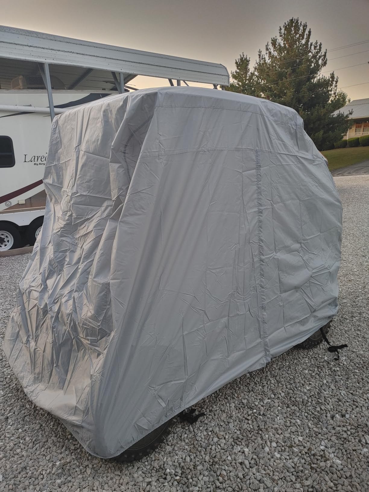 Golf Cart Cover 4 Passenger Heavy Duty, 420D Waterproof Golf Cart Accessories Extended Roof Compatible with EZ GO Club Car Yamaha Golf Carts, Outdoor Dustproof 4 Seat Club Car Cover customer photo 2