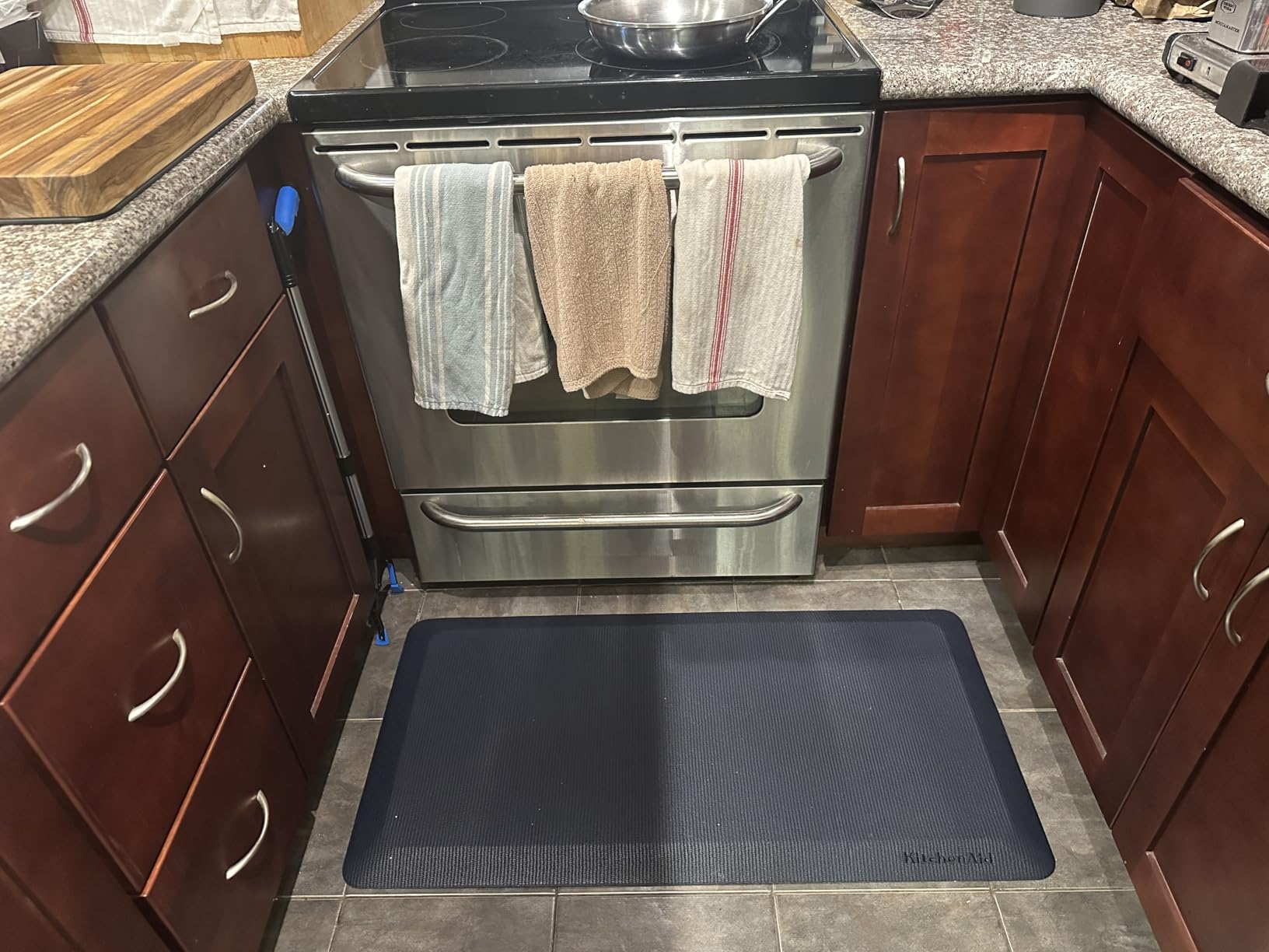 KitchenAid Gourmet Series Kitchen Comfort Gel Mat, Solid Basketweave, Ink Blue, 20