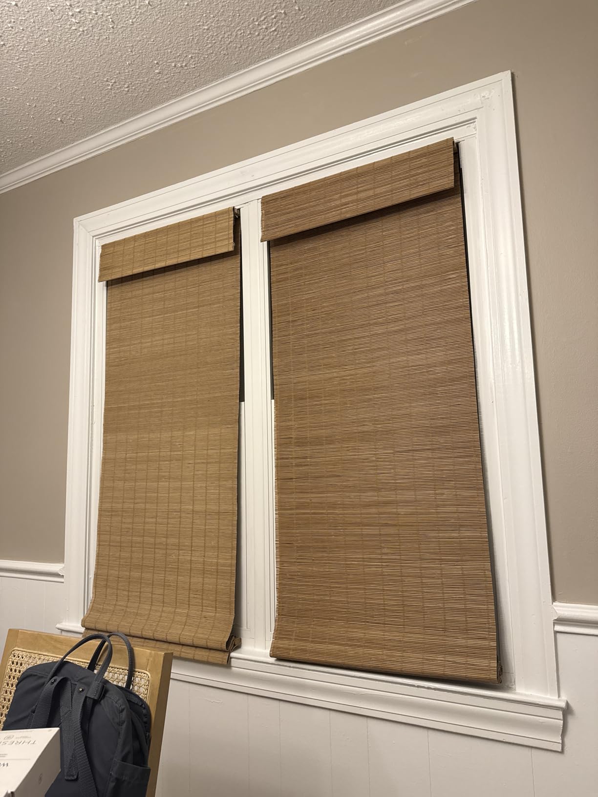 UNISHADES Blackout Cordless Bamboo Roman Shades 34 3/4×64 in Papara Carbon customer photo 2