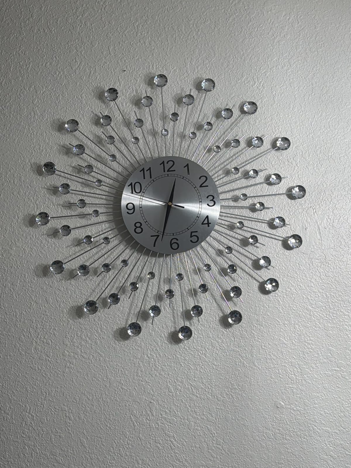 28 Inch Gold Large Wall Clock for Living Room Decor, Non-Ticking Quiet Modern Metal Starburst Silver Crystal Decorative customer photo 1